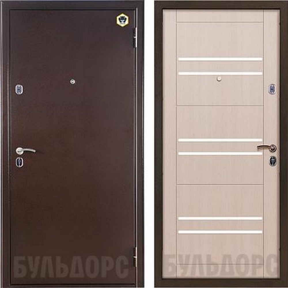 Входная порошковая большая дверь антик медь / бежевый в квартиру