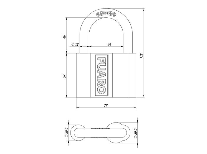 Замок навесной PL-PROTEC-4080 3key (PL-4080) англ. /блистер