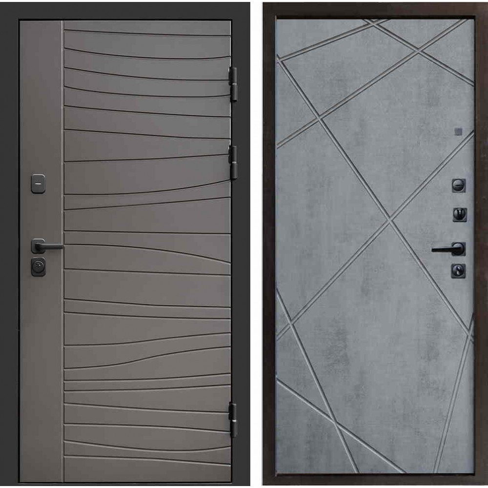 Входная стандартная уличная дверь шоколад / бетон темный мдф