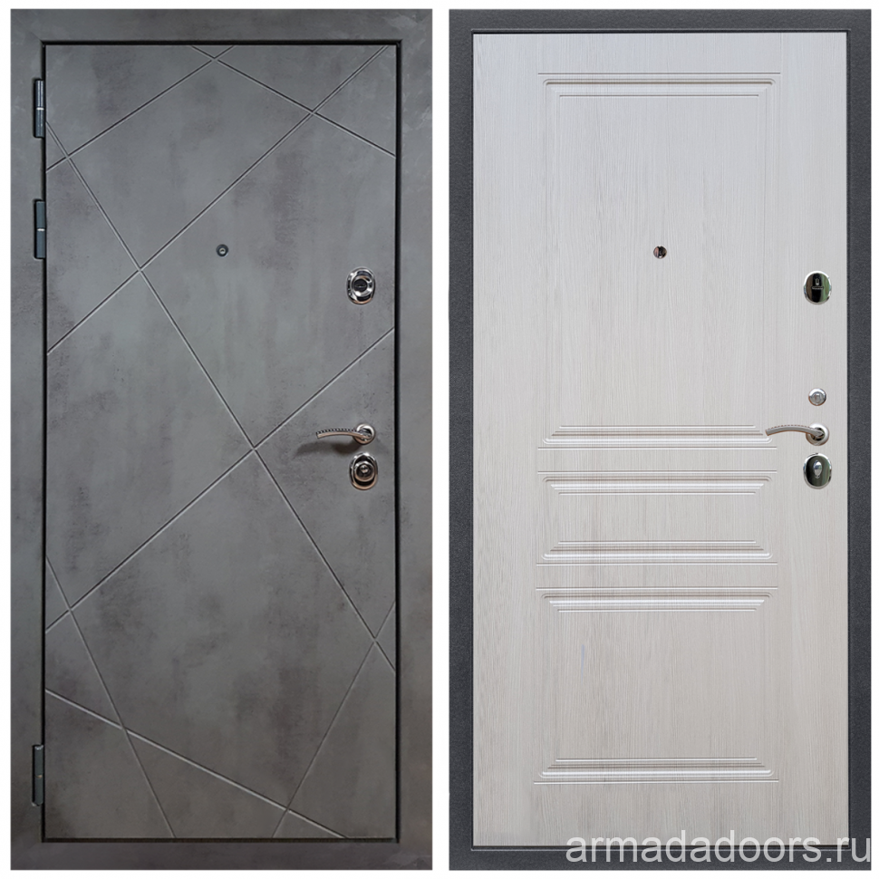 Металлическая дверь бетон темный / лиственница бежевый с электронным замком с шумоизоляцией