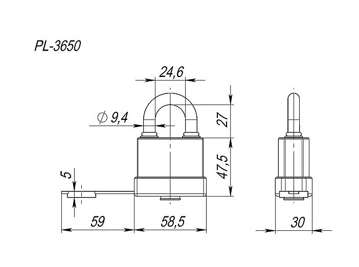 Замок навесной PL-WEATHER-3650 3key (PL-3650) англ. /блистер
