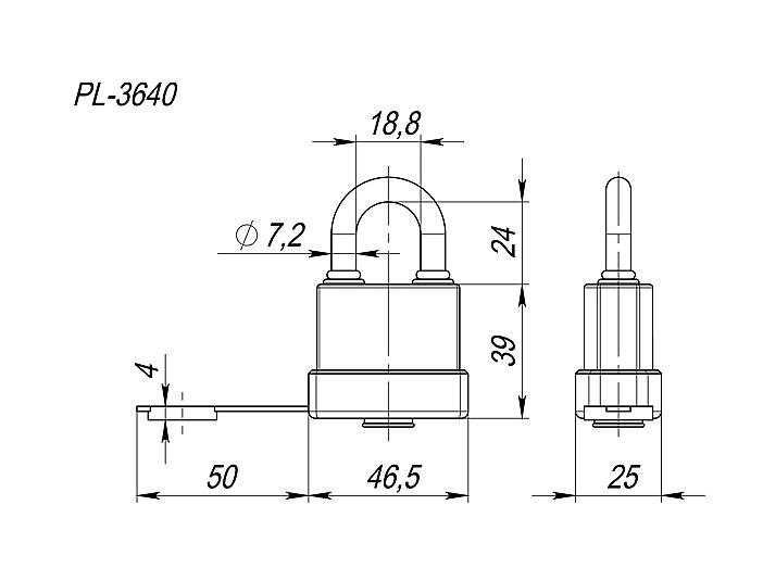Замок навесной PL-WEATHER-3640 3key (PL-3640) англ. /блистер