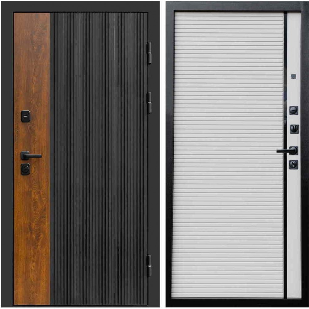 Входная стандартная дверь дуб черный / porte white с замком с терморазрывом